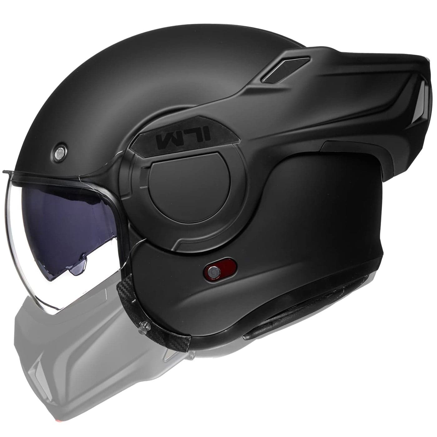 ILM Vintage Full Face Modular Motorcycle Helmet for Adults Men ATV UTV Snowmobile with 180 Reversible Chin Guard DOT ModelB707Matte Black L