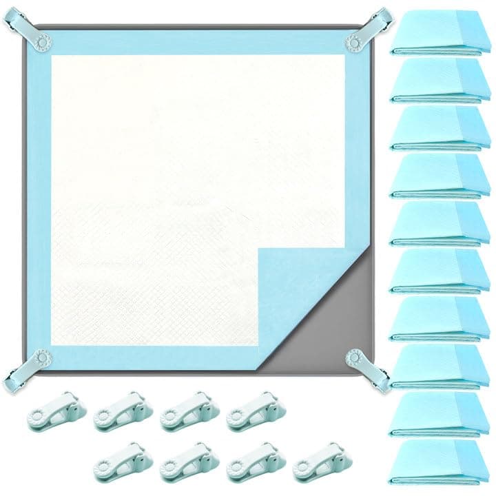 19pcs Puppy Pee Pad Tray Holder Set for Dogs NonSlip Silicone Dog Pee Pad Holder for 236 X 236 Training Pads High Edge Easy Cleaning Pee Pad Tray with 8 Holder Clamps and 10pcs Puppy Potty Pad