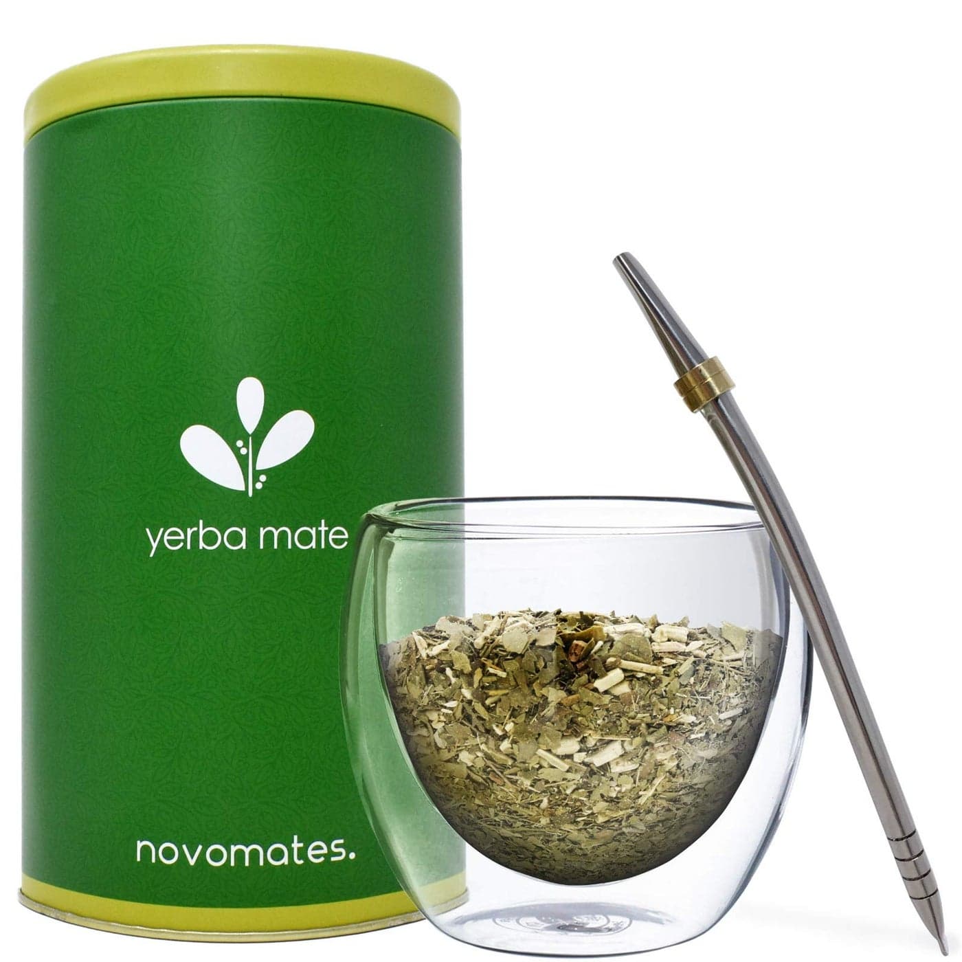 Organic Deal Modern Double Wall Glass Yerba Mate Cup w Bombilla Straw 84oz 250ml Gourd Set of 1