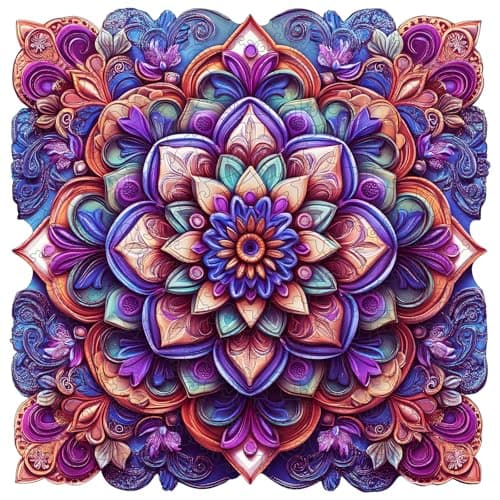 Leodozzio Wooden Puzzles for Adults Mandala Pink Flower Jigsaw Puzzles 500 Pieces5MM Thickness 16x161 Inch Unique Shaped Wooden Puzzle Birthday Gift Family Game