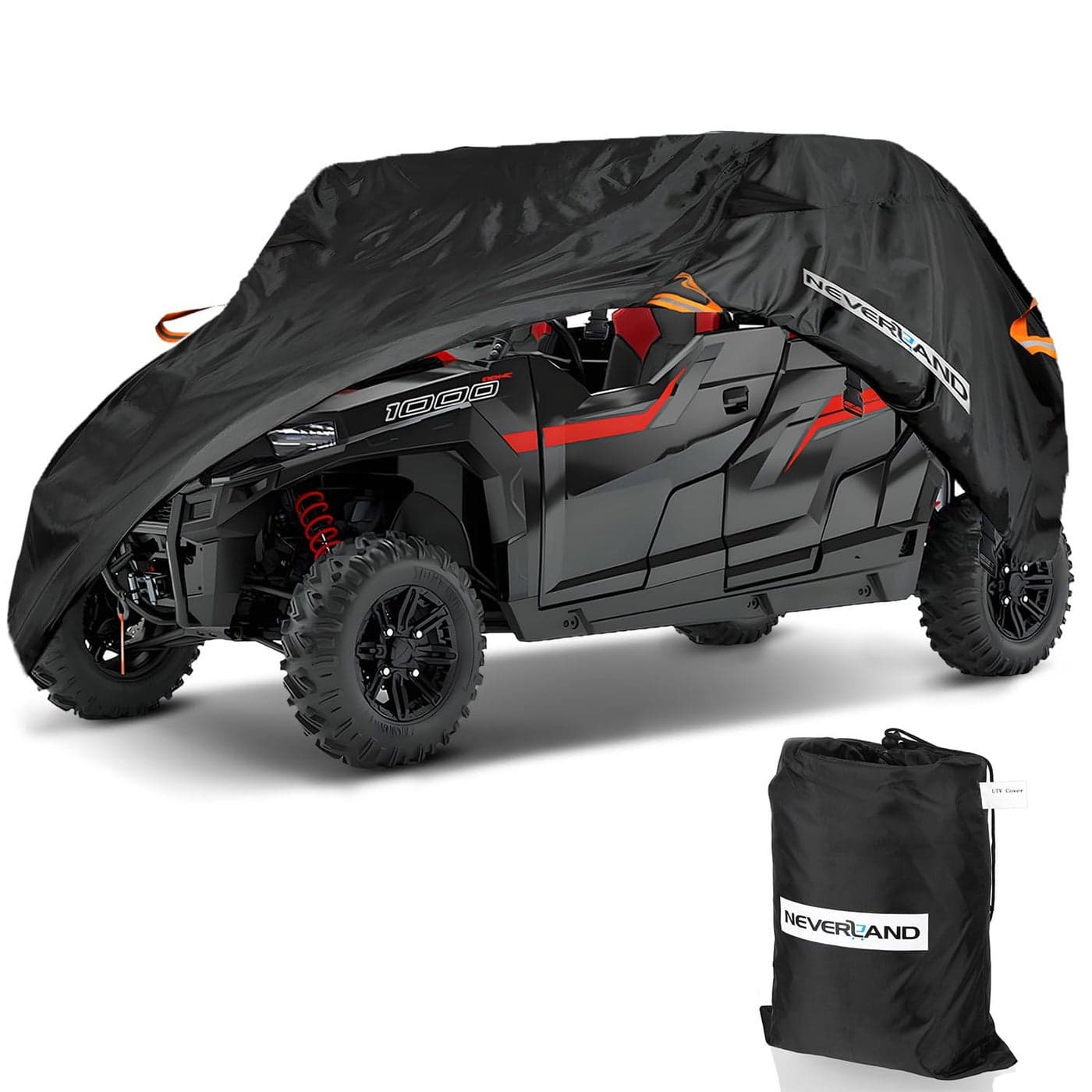 NEVERLAND UTV Cover Heavy Waterproof Denier Oxford Cloth for Polaris RZR Yamaha CanAm Defender Kawasaki Ranger Cover 46 Passenger Black