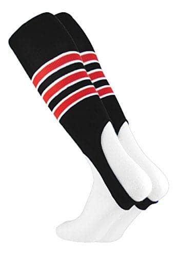 TCK Striped Baseball Stirrups Pattern D (Black/White/Scarlet, Large)