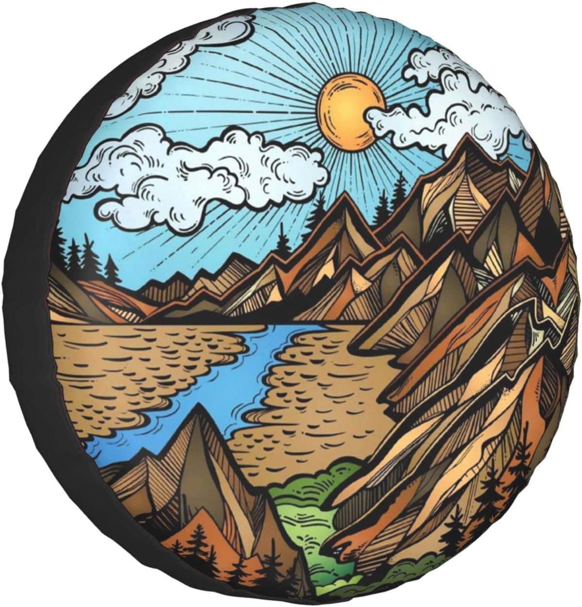 Gwomo Mountain is Calling Vintage Spare Tire Cover - Weatherproof Wheel Protector for RV, SUV, Truck, and Trailer (15 inch)