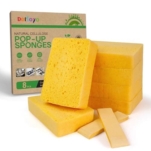 8Count Pop Up Cellulose Sponges NonScratch EcoFriendly Kitchen Sponges for Dishes Bathroom Cars TearResistant Natural Scrub Sponges Biodegradable Compostable Cellulose