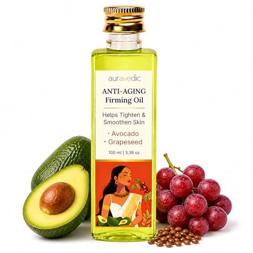 Auravedic AntiAging Firming Face Oil Reduces Fine Lines Firms Improves Elasticity Avocado Grapeseed Saffron Nourishes Dull Dry Skin ParabenFree SulfateFree 338 Fl Oz 100ml