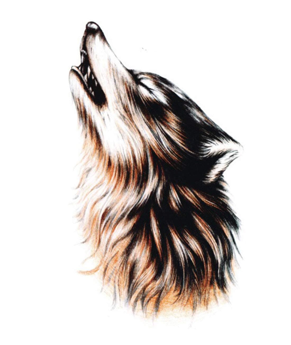 Temporary Tattoo For Girls Men Women 3D Big Wolf Face Sticker Size 21x15CM - 1PC.