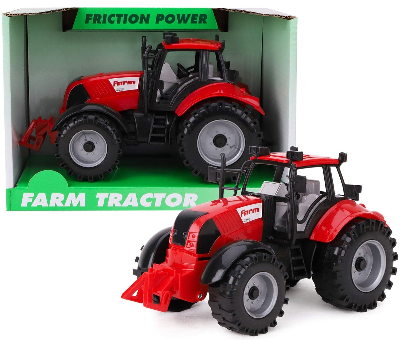 ToylandⓇ Friction Powered Farm Tractor with Opening Bonnet - Available in Pink, Blue, Red & Green (RED)