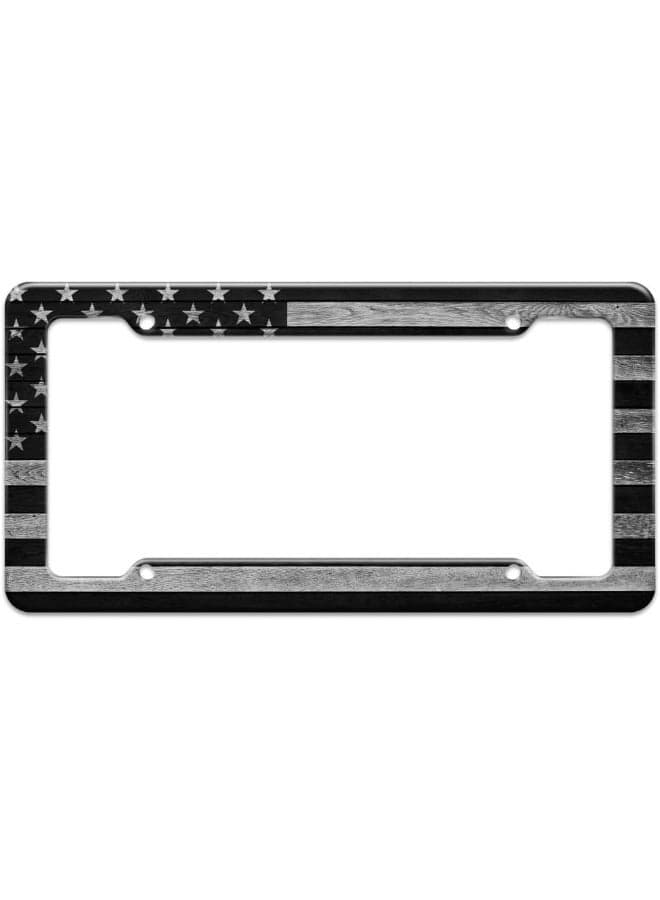 GRAPHICS & MORE Rustic Subdued American Flag Wood Grain Design License Plate Tag Frame
