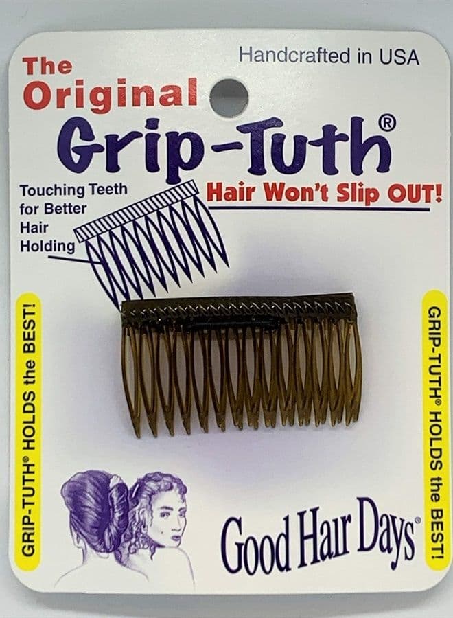 The Original Grip-Tuth Hair Combs, Set of 2, 40163 Shell Shorty 1 3/4" Wide