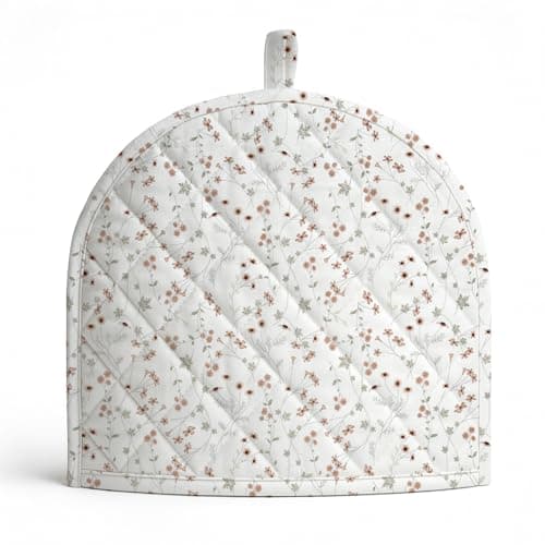 LINENWALAS Premium Cotton Tea Cosy for Kettle – 12x15 Inches | 3-Layer Thermal Insulation | Elegant Printed Design | Tea Kettle Warmer Pot Cover for Coffee Table, Dining Table Décor (Crimson Flower)