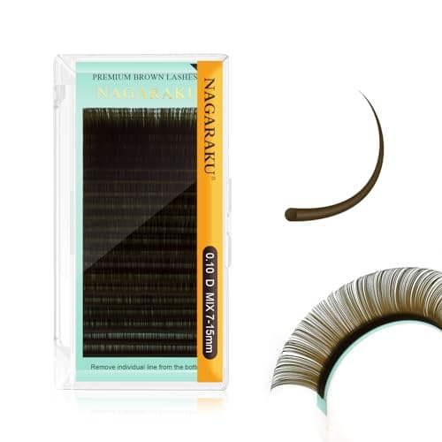 NAGARAKU Natural Brown Color Eyelash Extensions 010mm D curl 715mm Mix Tray Individual Lashes Classic Faux Mink Volume 20 rows Soft Eyelash Supplies