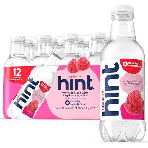 Hint Flavored Bottled Water Raspberry Purified Water Beverages with Zero Calories Natural Flavors and Sugar Free 16 Fl Oz Pack of 12