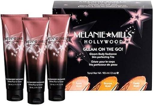 Melanie Mills Gleam on the Go Body Radiance Bronze Gold Rose Gold Trio Travel Sizes 31 oz by Melanie Mills