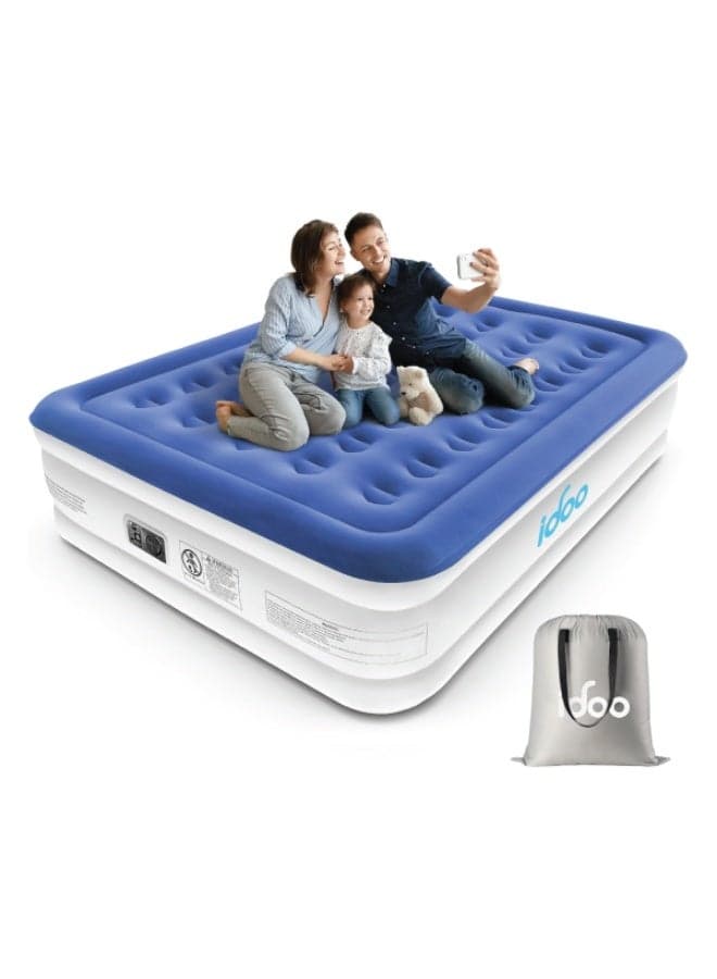 iDOO Inflatable Mattress with Inflation and Deflation Pump in Just 3 Minutes, for Home, Travel and Camping, 203 x 152 x 46 cm, Maximum Weight: 295 kg (Double Bed), Blue