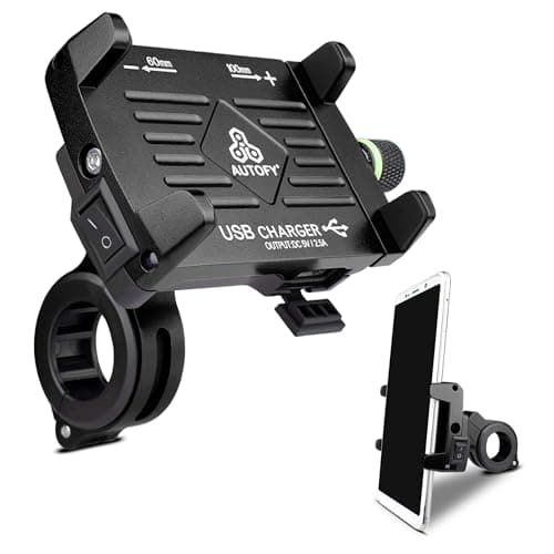 Autofy NEO Aluminium Bike Mobile Holder with USB Charger, Waterproof Phone Mount Cradle for All Bikes & Scooters, Universal Fit, 1-Year Warranty (Black)