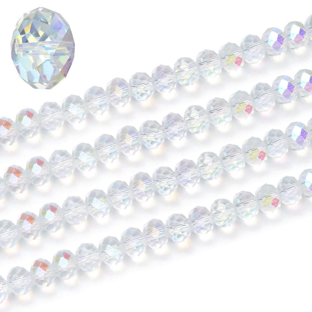 350pcs Czech Faceted Rondelle Crystal Glass Loose Beads 8mm Spacer Bulk Crystal AB for DIY Craft Jewelry Making CCR802