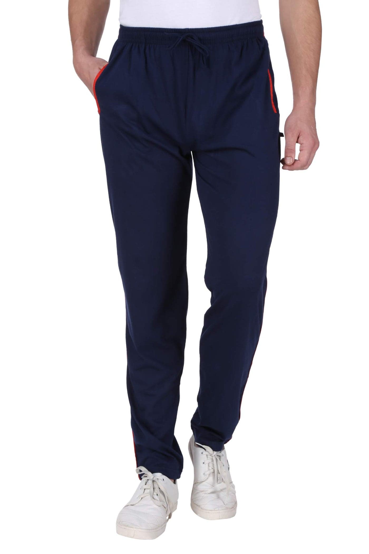 Neo Garments Men's Cotton Solid Regular Fit Trackpants/Jogger/Trouser with Side Pockets (Navy Blue, 5XL)