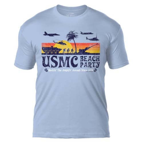 7.62 Design USMC 'Beach Party' Men's Battlespace T-Shirt,Sky Blue,Large