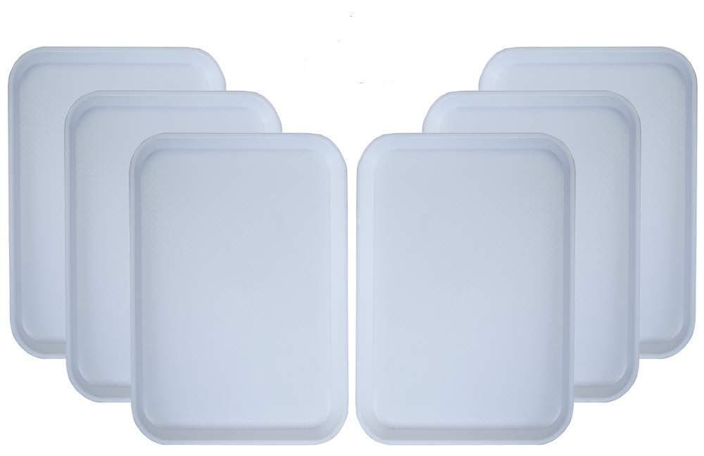Urmila Plastic® Serving Tray Platter Rectangular Shape Plastic Trays Home Kitchen 12x16 Inch White Set of 6 (White)