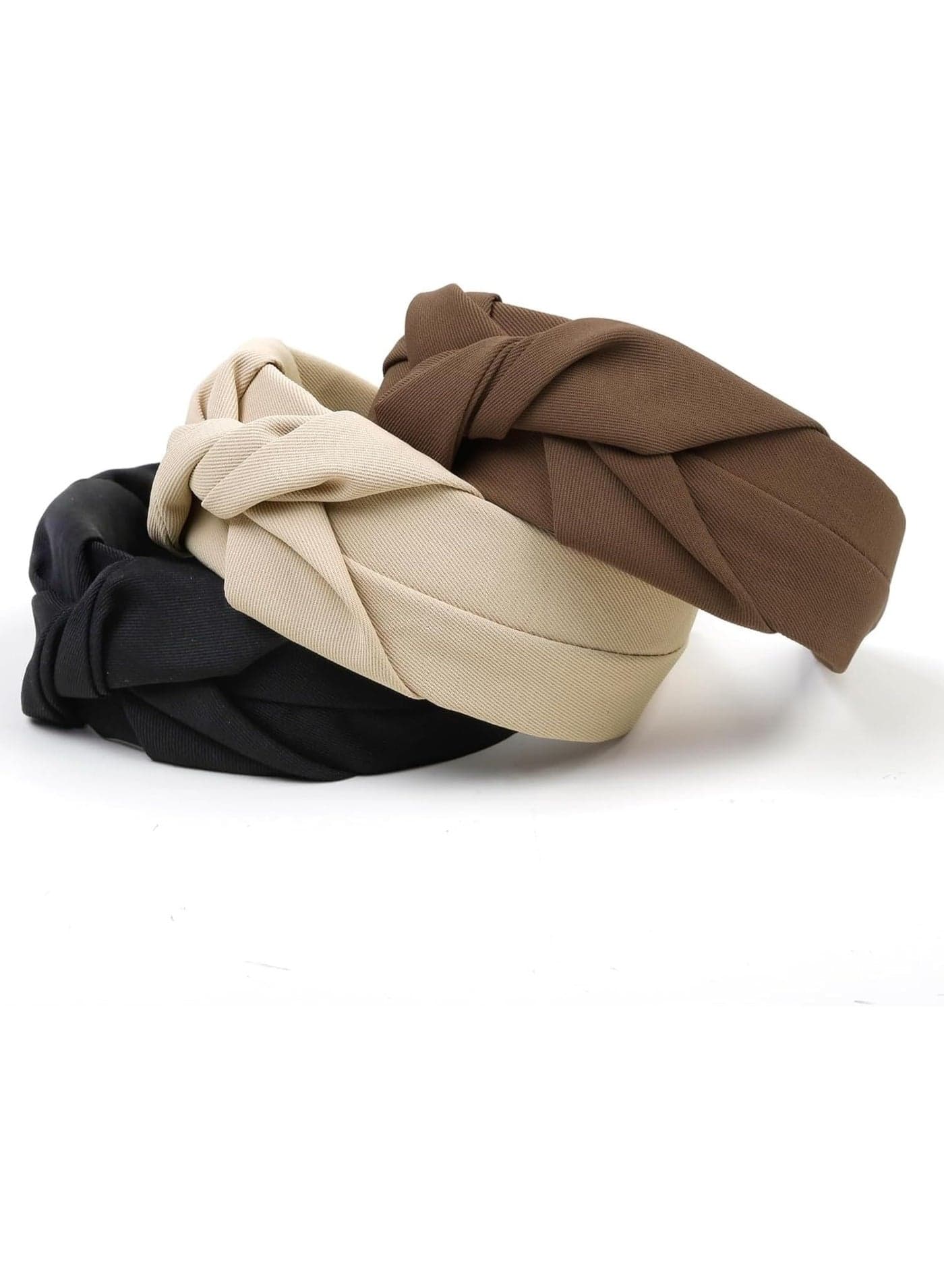 Knotted Headbands for Women Non Slip Women Headbands for Hair Fashion Hairband for Women‘s Hair Wide Top Knot Hair Hoops for Girls Black Beige Brown Head Band Hair Accessories for Women 3PCS