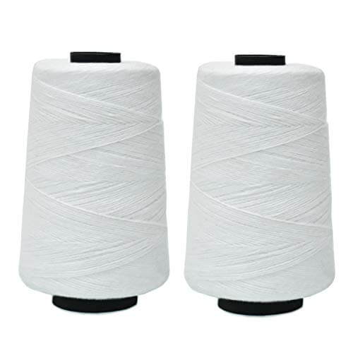 EmbroideryMaterial White Polyester and Cotton Thread for Embroidery, Sewing, Craft, and Stitching - Machine Compatible (2 Rolls, 450 Meters)