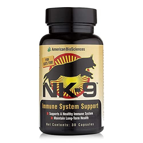 American BioSciences NK-9, AHCC Supplement for Dogs & Cats - Dietary Supplement to Support Immune System - Made for Pet's Immune Defenses - 30 Capsules, 250mg/capsule