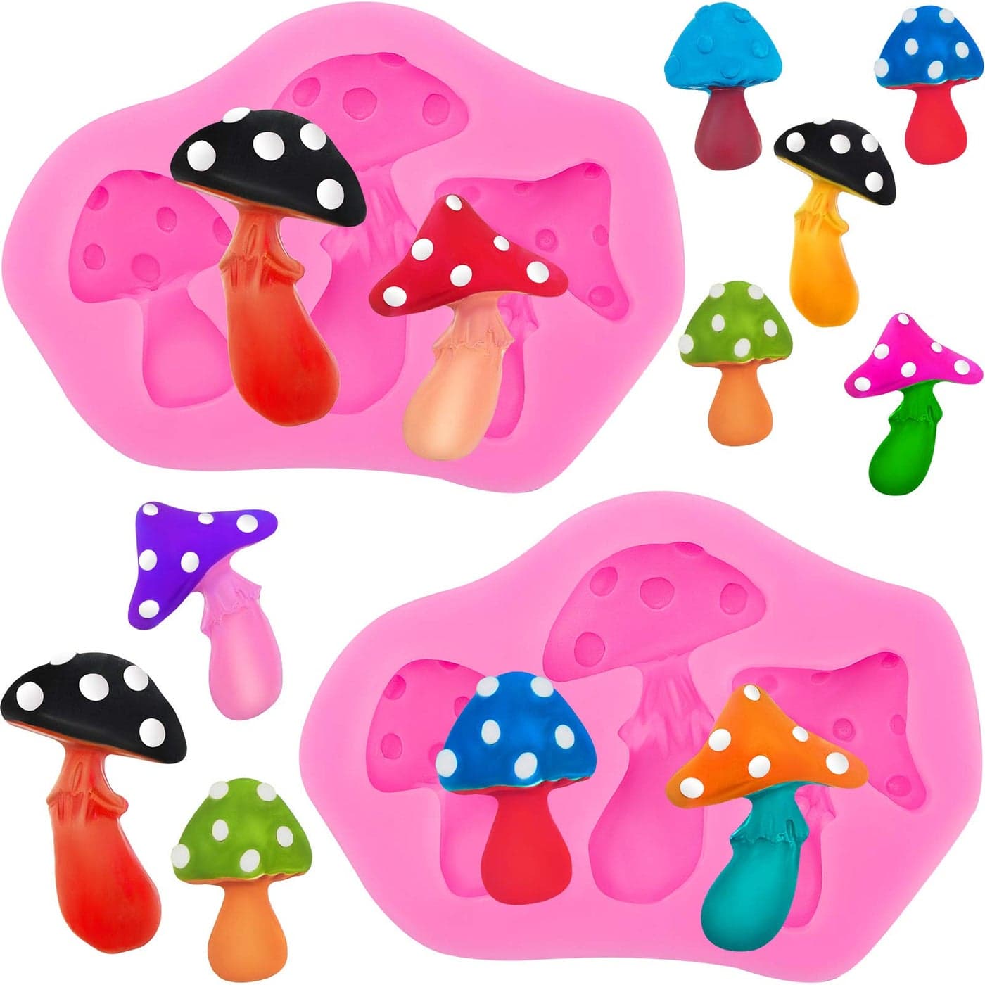 Patelai 2 Pcs Mushroom Silicone Mold Resin Vegetable Keychain Silicone Mold Chocolate Candy Clay Moulds for DIY Desserts Cookie Handmade Cupcake DecorationIrregular