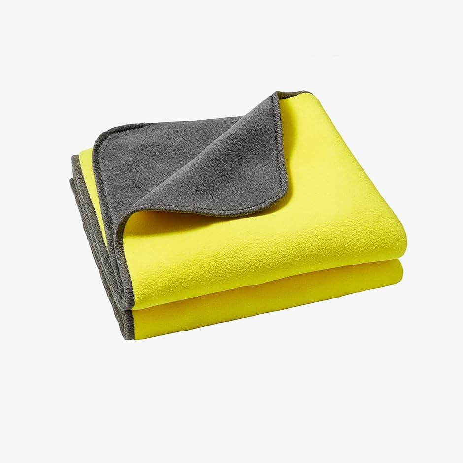 ENHANCIO 800 GSM Dual Sided Microfiber Towels 40x40cm | Extra Thick Double Layer Cleaning Cloth | Super Absorbent Lint Free Scratch Free for Car Bike Home Cleaning | Auto Detailing Cloth | Grey Yellow