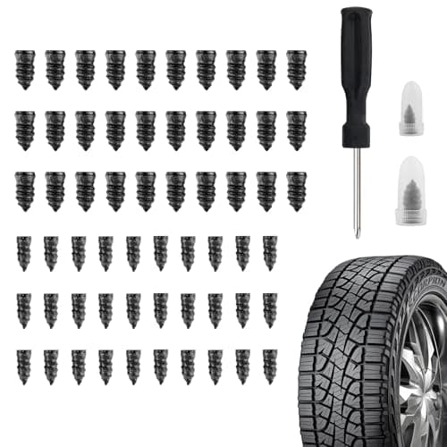 Salior 60PCS Tire Plug Kit with ScrewdriverRubber Flat Tire Repair Kit for Fast Repair of Tire PuncturesDurable Car Tire Repair Kit SelfService Repair Nails for Car Motorcycle Truck 60PCS