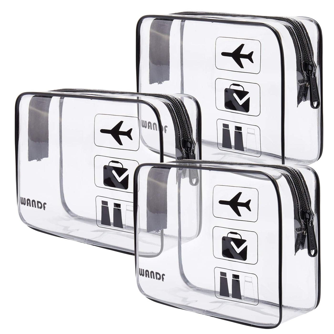 TSA Approved Clear Travel Toiletry Bag wih Zippers Carryon Travel Accessories Quart Size Toiletries Cosmetic Pouch Makeup Bags for Men and Women 3pcs