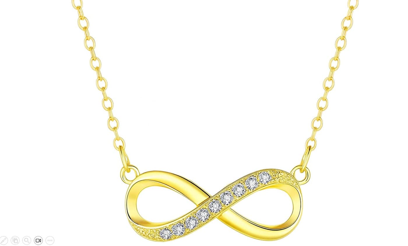 Nilu's Collection Infinity Pendant Necklace with American Diamond Stones For Women & Girls | Lightweight | Anti-Tarnish | Anti- Tarnish | Office Wear (Gold)