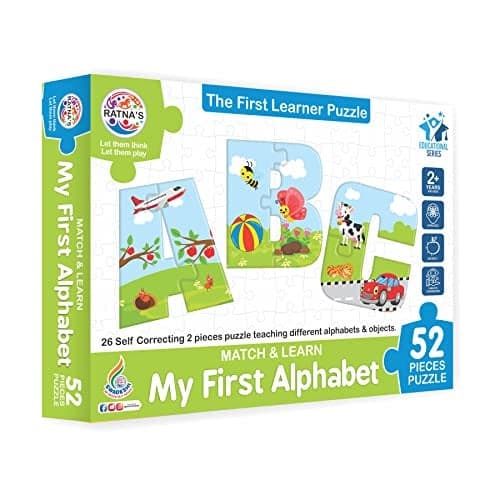 Ratna's Match & Learn My First Alphabets 2 Pieces Educational Puzzle Teaching Different Alphabets & Objects for Kids