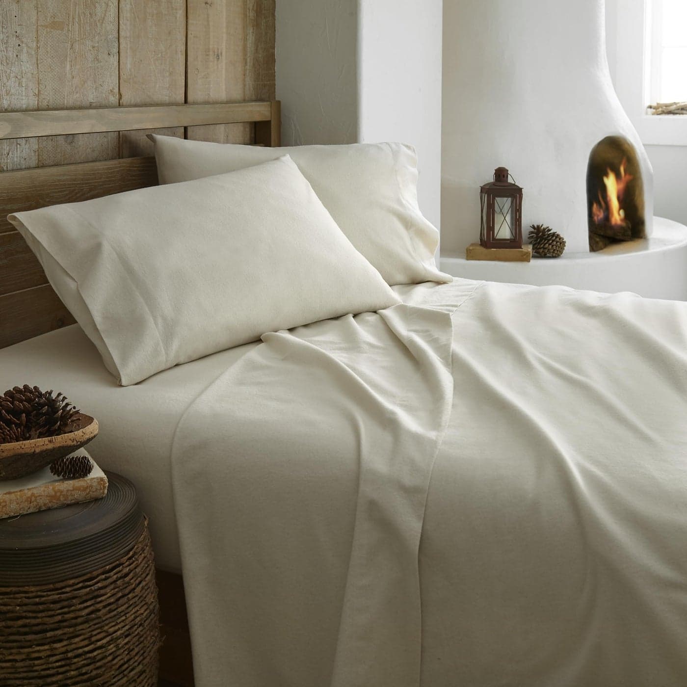 100 Organic Flannel Sheets Queen Size GOTS Certified 100 Cotton Flannel Sheets Set with Comfortable Soft Brushed Finish Deep Pocket 1 Flat 1 Fitted 2 Pillowcases Natural Queen