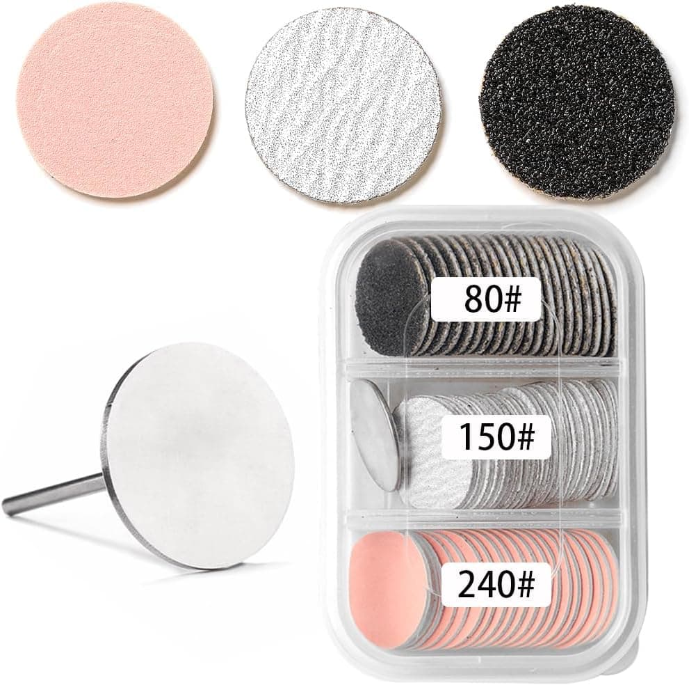 60pcs Sanding Paper Discs with 25mm Metal Nail Drill Bits80150240 Grits for Manicure PedicureNail Drill Foot Files Electric Remover Dead Skin Callus Tool BlackWhitePink