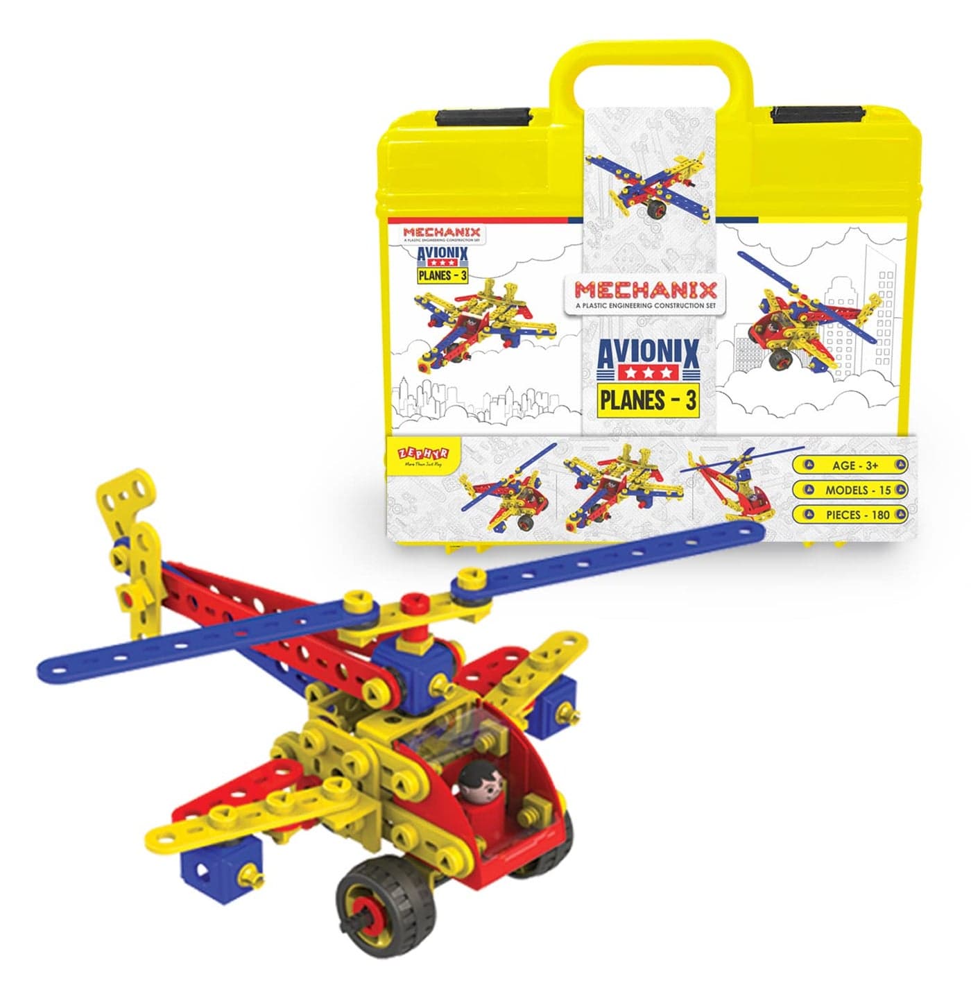 Mechanix Plastic Planes-3, 15 Models, Stem Education, Building And Construction Toy - Multicolor, For Boys And Girls Age 5+