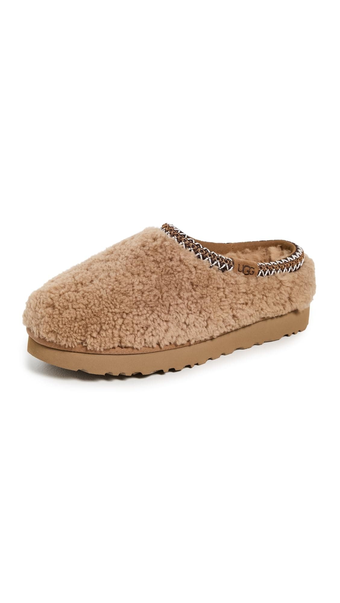 UGG Women's Tasman Maxi Curly Slipper, Chestnut, 6