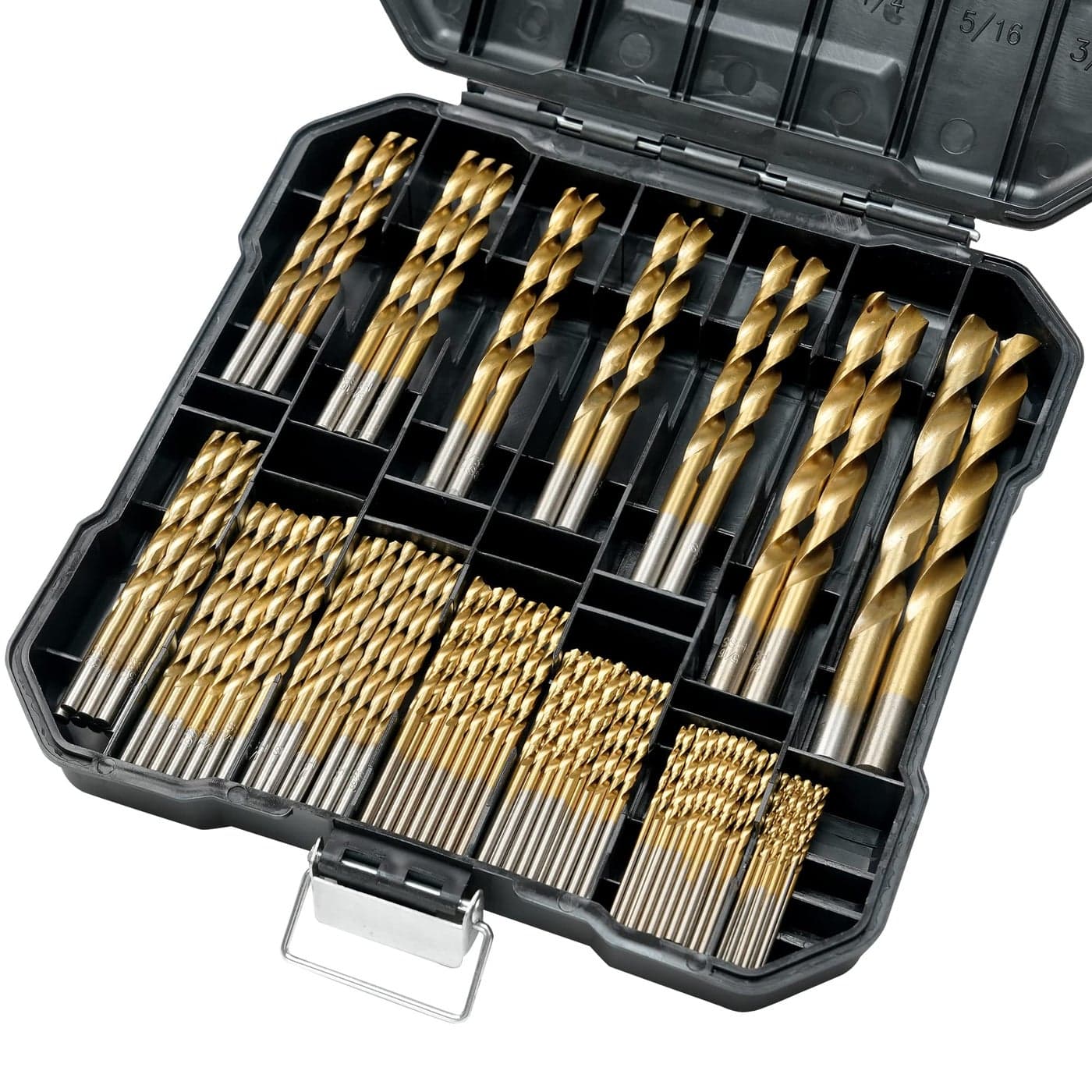 GMTOOLS 99 Pcs Drill Bit Set 135 Tip Titanium Coated High Speed Steel Twist Drill Bit Kit for Iron Aluminum Alloy Copper Wood Plastic with Hard Storage 11638