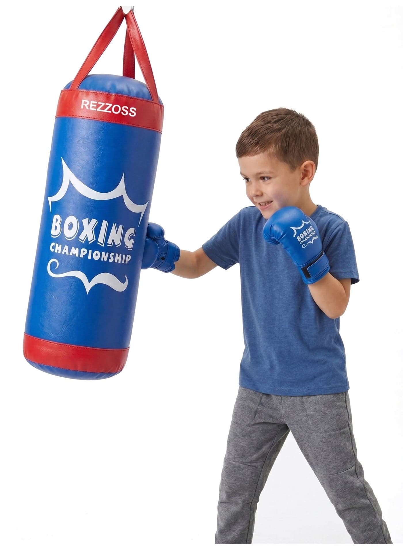 Kids Boxing Championship Set - 13 Inch Punching Bag and Gloves for Training & Fitness - Professional Home Workout Equipment for Boys & Girls Ages 5-10 - Best Birthday, Christmas & Eid Al-Fitr Gift - Builds Confidence & Coordination