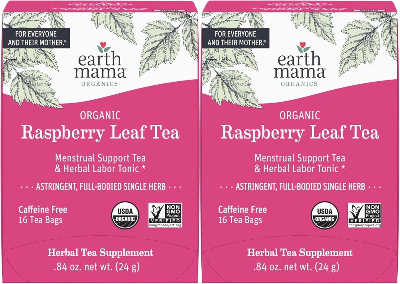 Earth Mama Organic Raspberry Leaf Tea Bags - Menstrual Support & Herbal Labor Tonic, 32 Count (2-Pack)