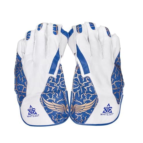 Whitedot Valkyr Leather Cricket Wicket Keeping Gloves, Suitable for Professional Players (Mens/Adult/Large)