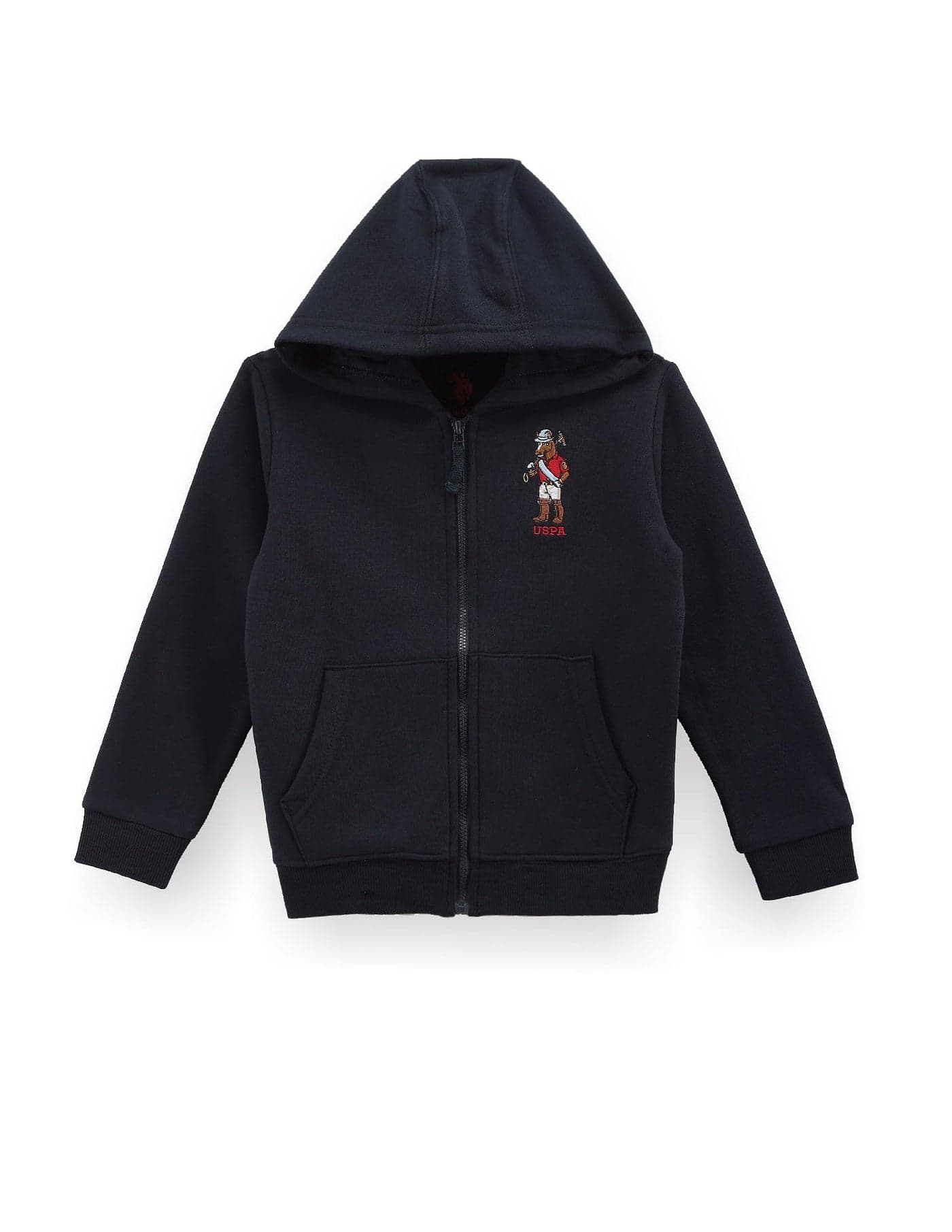 U.S. Polo Assn. Kids Regular fit Cotton Hooded Sweatshirts (UKSWS0175_Blue_9-10Y)