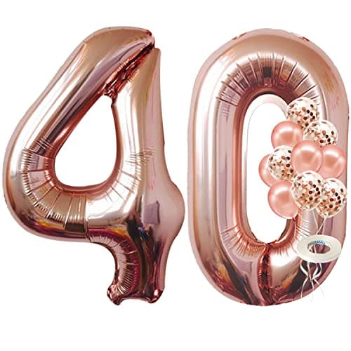 KatchOn Giant Rose Gold 40 Balloon Numbers 40 Inch Rose Gold 40th Birthday Balloons for Women 40th Birthday Decorations for Women Number Balloons for Happy Anniversary Decorations