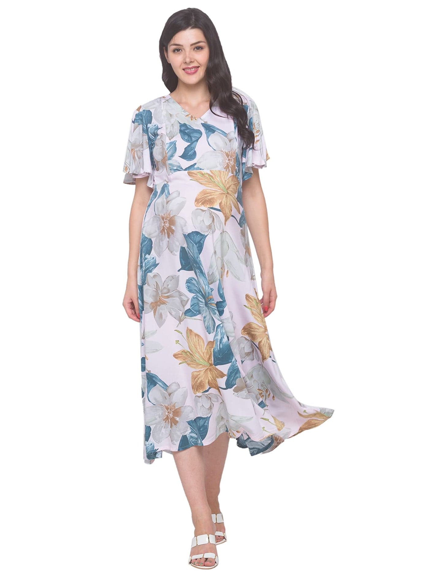 AV2 Womens Viscose Maternity | Nursing |Feeding | Breast Feeding Dress with Zippers for Post Pregnancy(5102_Baby Pink_XXL)