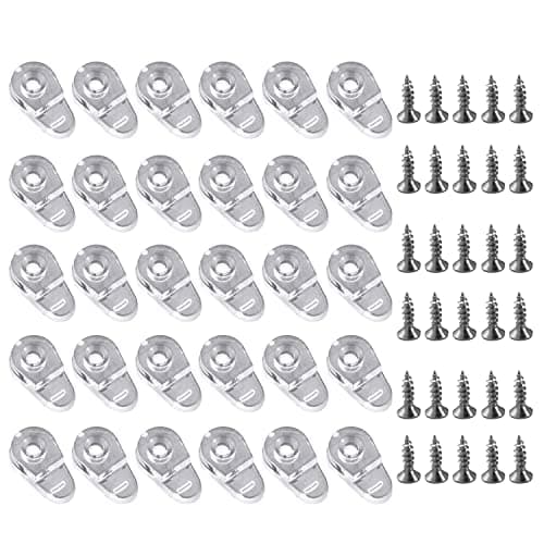 30 Pieces Glass Door Retainer Clips with Screw Glass Retainer Clips Kit Glass Panel Clips Glass Corner Buckle Cabinet Clips Mirror Holder Clips for Glass Cabinet Doors, Clear, 20 x 11mm