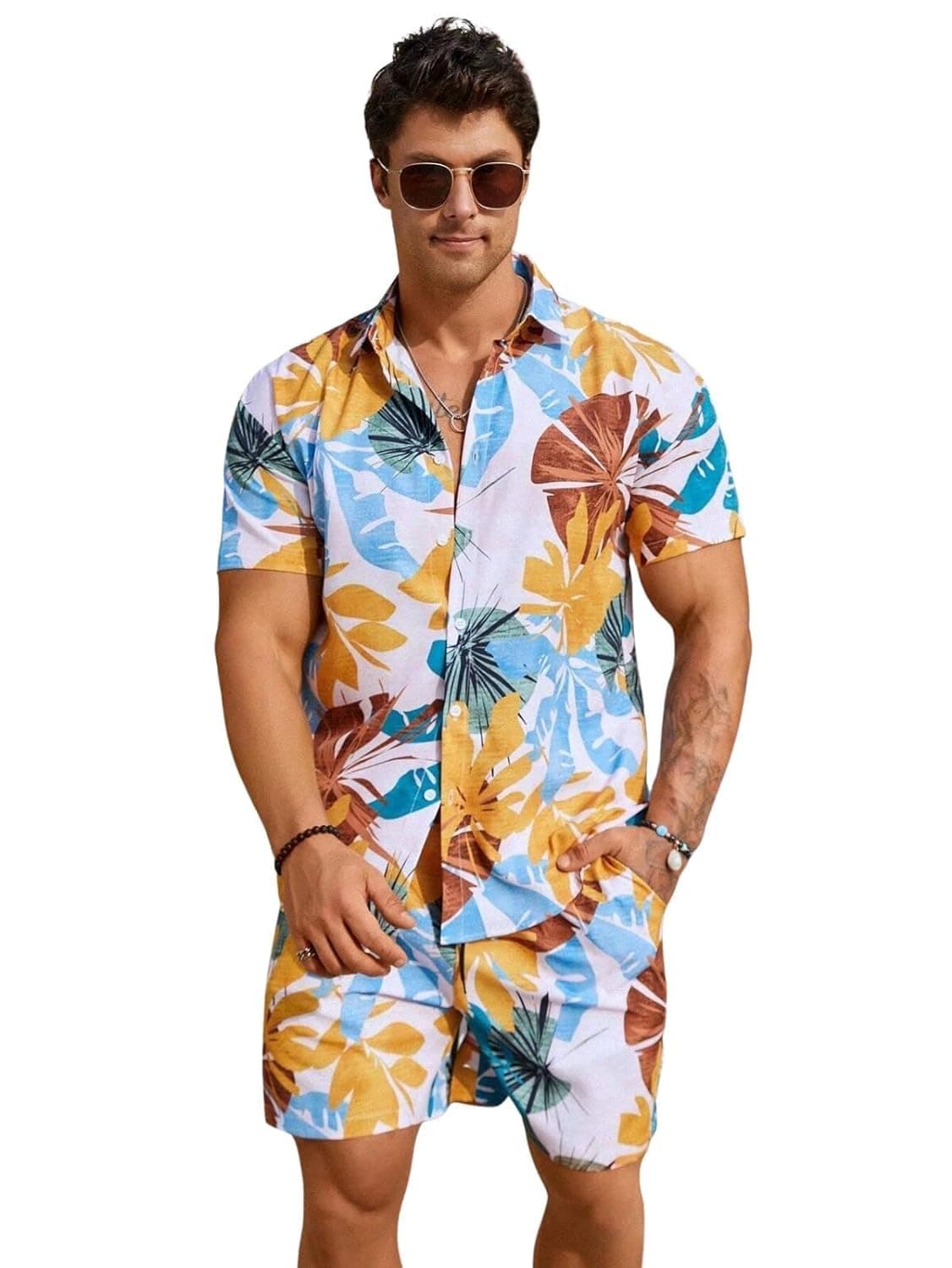 DHRUVI TRENDZ Mens Rayon Co-Ord Pajama Set Regular Fit Night Dress (Dt-Ms-6048&Sh-168_Orange_2XL)