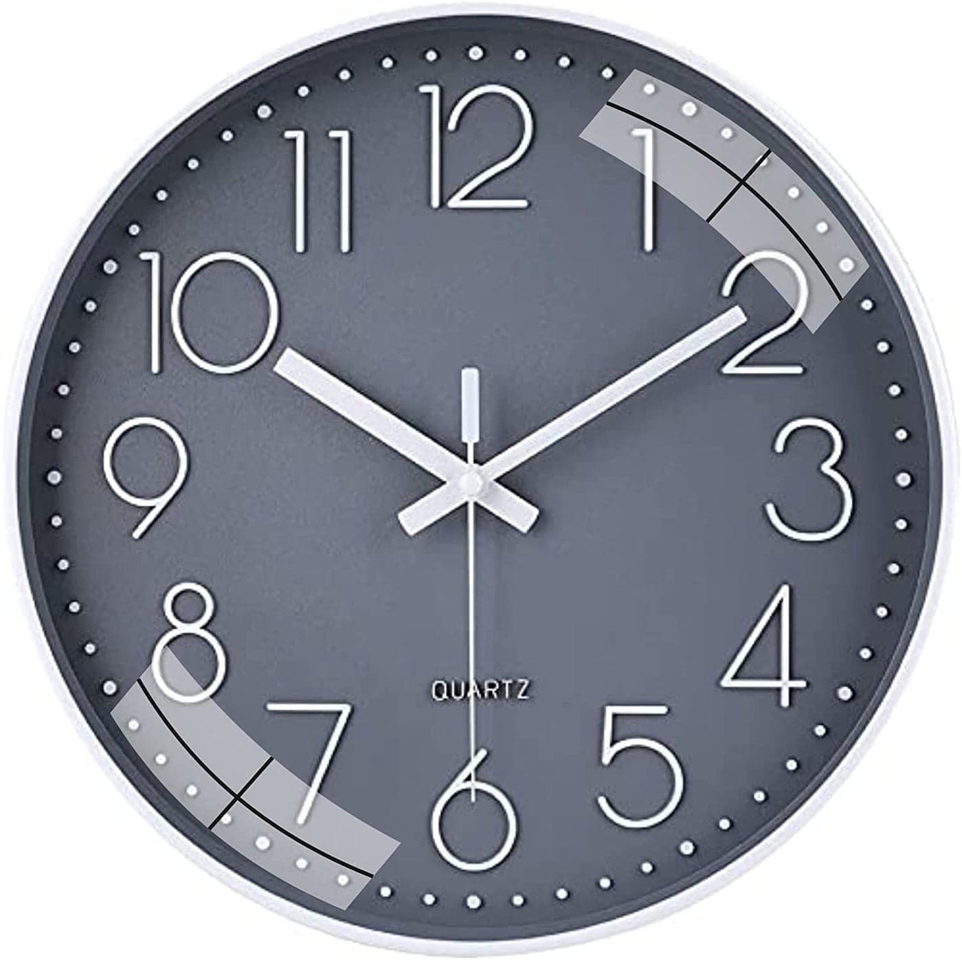 TEKCOOL Plastic Digital Wall Clock 12" Silent Quartz Decorative Latest Non-Ticking Classic Clock Battery Operated Round Easy to Read for Room/Home/Kitchen/Bedroom/Office/School- (Grey)'