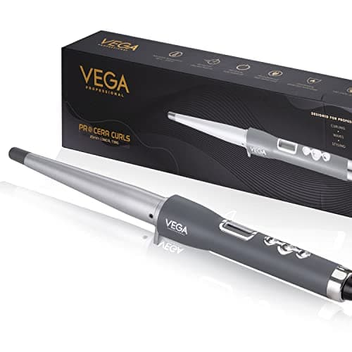 VEGA PROFESSIONAL Pro Cera Curls 19-25mm Conical Hair Curler with Adjustable Temperature, (VPMCT -08)