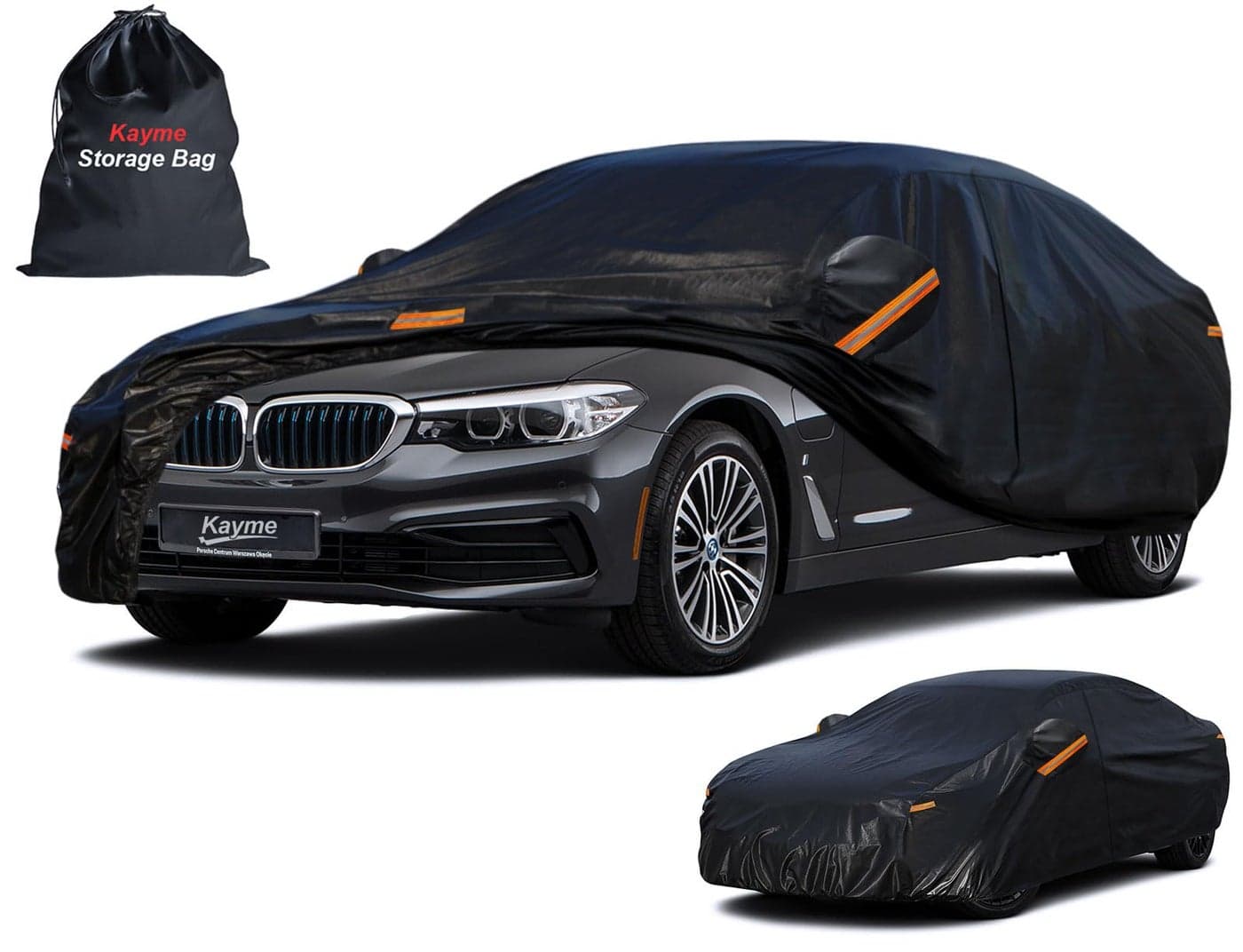 Kayme 7 Layers Heavy Duty Car Cover Waterproof All Weather Full Exterior Cover Outdoor Snow Sun Uv Protection with Zipper for Automobiles Universal Fit for Sedan 194208 inch