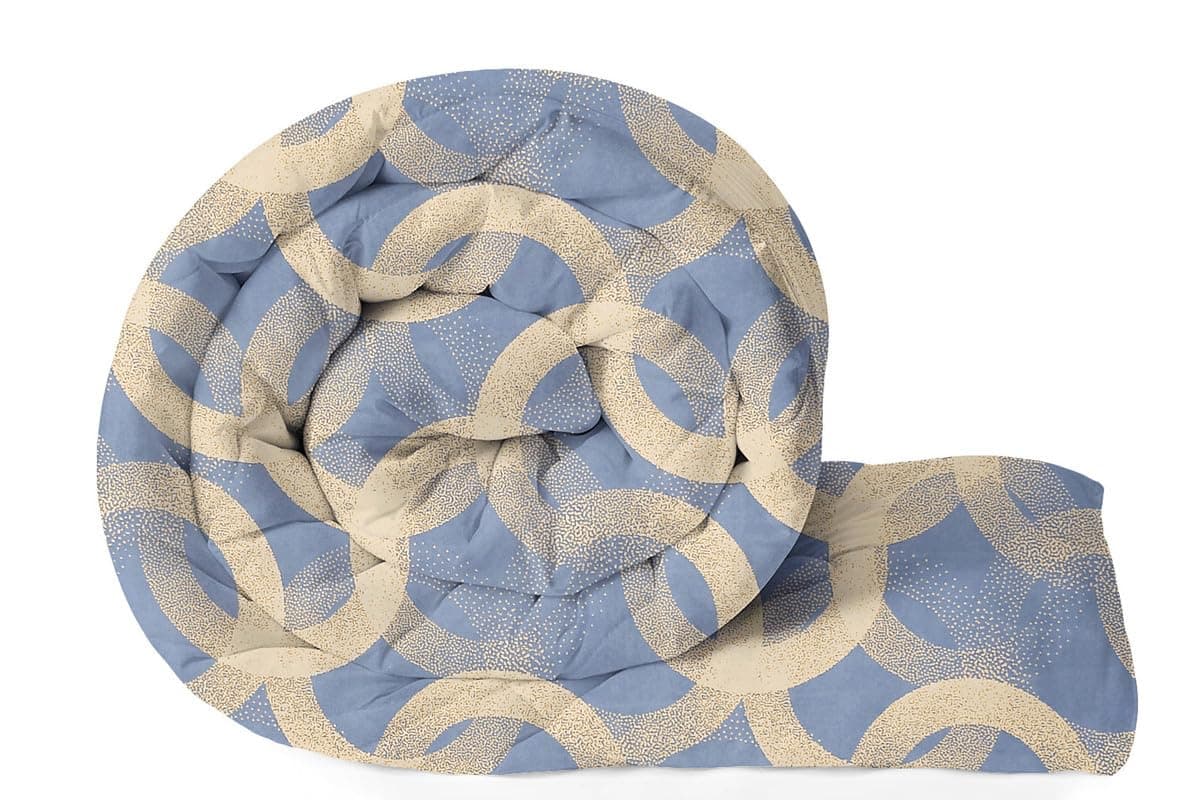 VAS COLLECTIONS 220 GSM Reversible Microfiber AC Comforter/Duvets for Mild Winter | All Season King Size 3 Layered Quilted Blanket for Double Bed (220 cm x 240 cm, Floral, Beige & Grey)