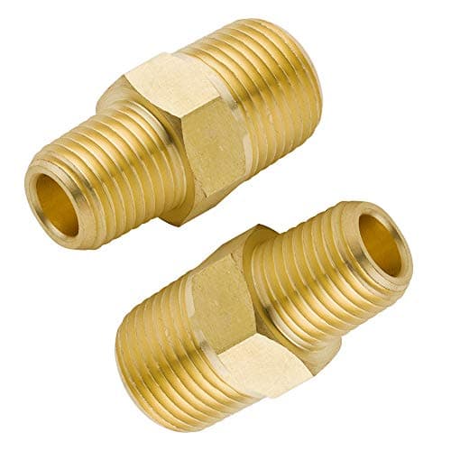 Legines Brass Reducing Hex Nipple, 1/2" NPT Male x 1/4" NPT Male Straight Connector Pipe Fitting 1200psi (Pack of 2)